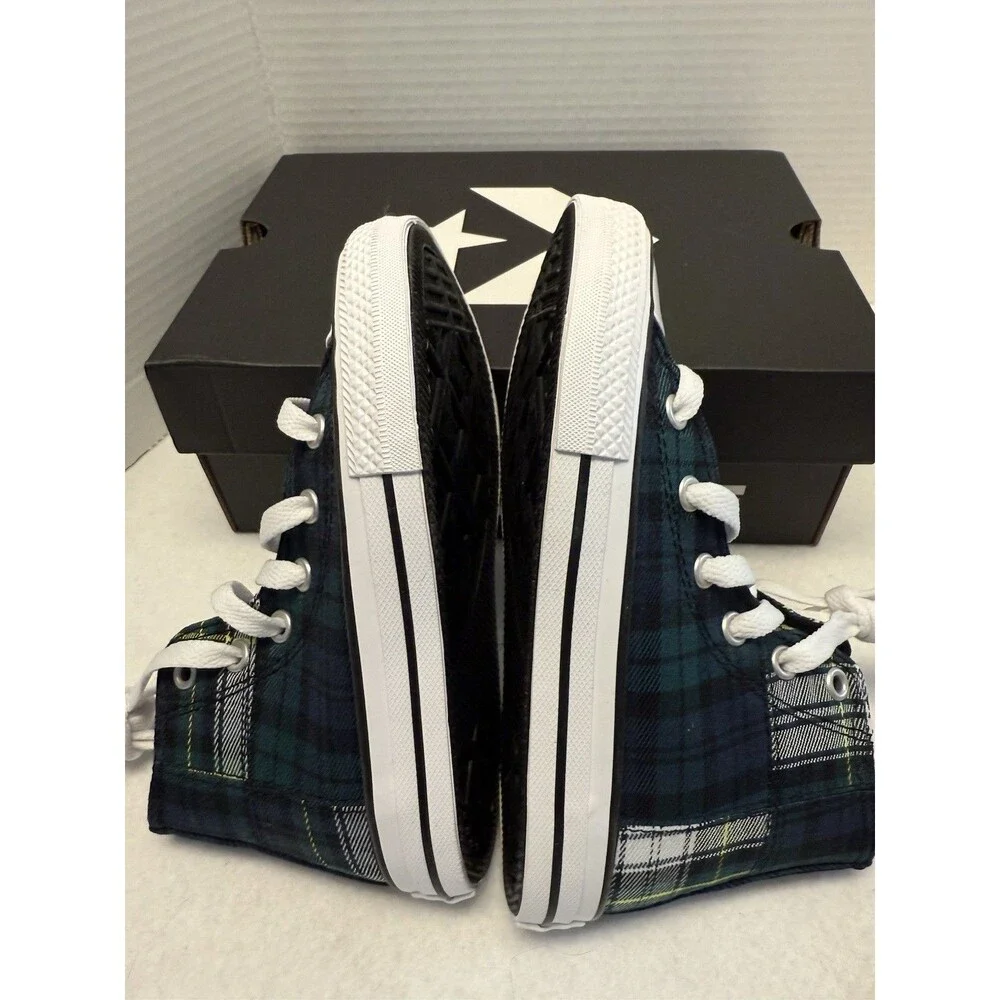 New Converse Chuck Taylor All Star Plaid High Tops Youth Sz 12 Lace Up Stars